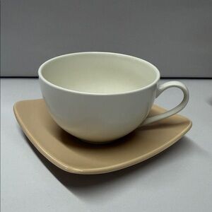Elegant Cream Teacup and Tan Saucer Set